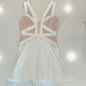 BCBGMAXAZRIA Kinsey Dress: Lace-Blocked, Pleated White Dress
